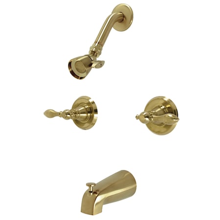 Kingston Brass KB247ACL Two-Handle Tub and Shower Faucet, Brushed Brass KB247ACL